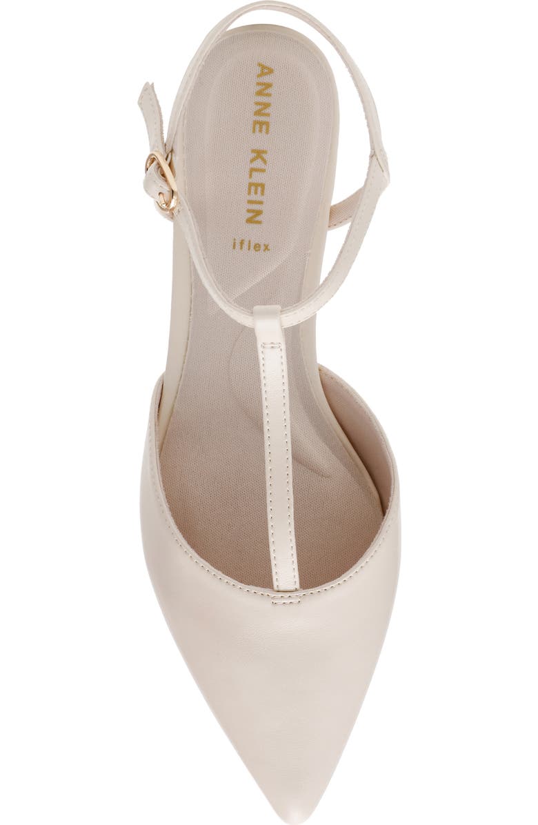 Anne Klein Emily Ankle Strap Pointed Toe Flat, Alternate, color, Bone