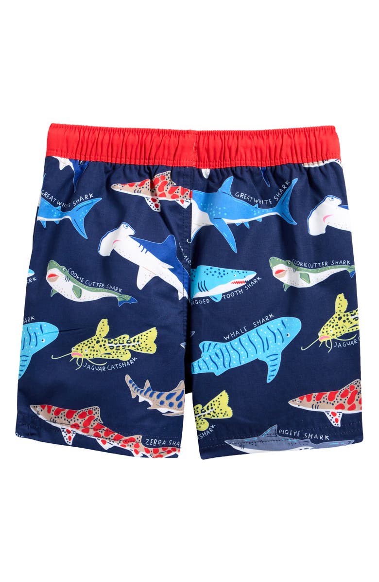 Mini Boden Kids' Print Swim Trunks, Alternate, color,