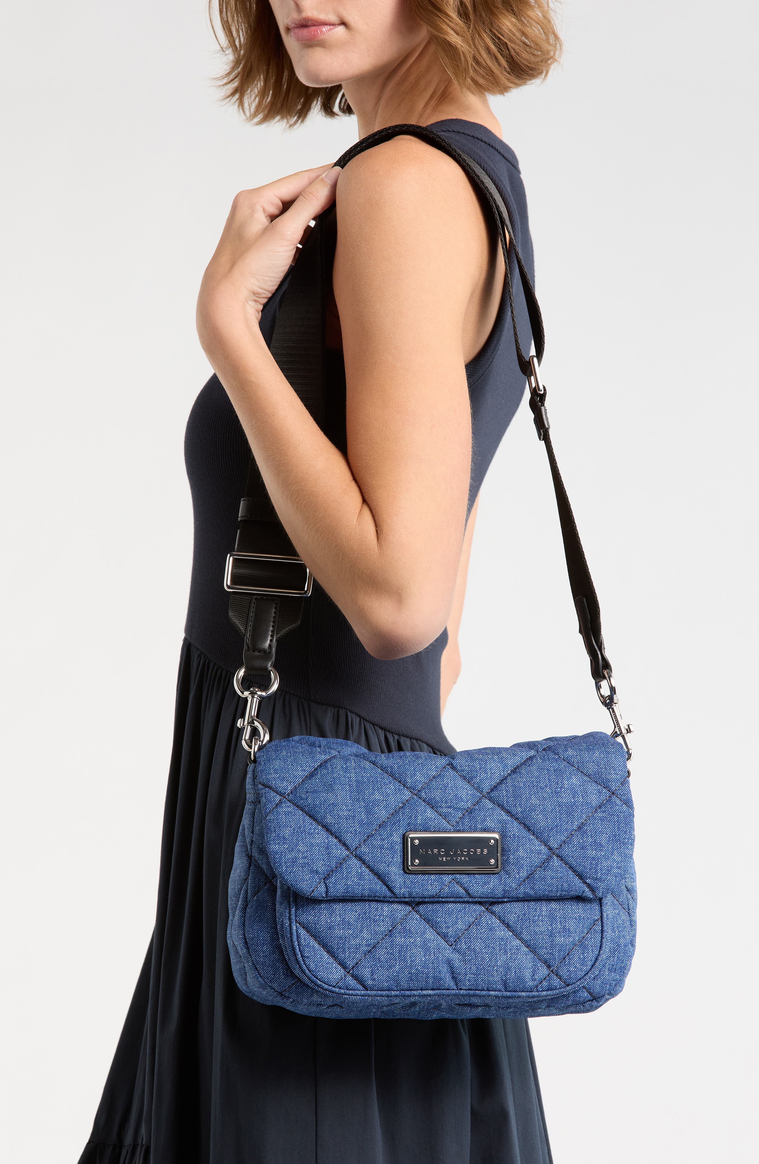 Marc Jacobs Denim Effect Quilted Crossbody Bag, Alternate, color, Denim Blue