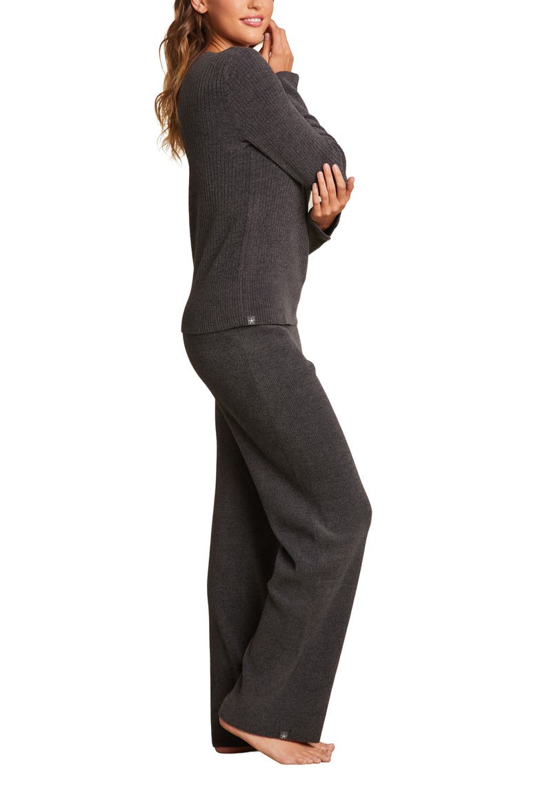 CozyChic® Rib Crewneck Lounge Top, Alternate, color, CARBON