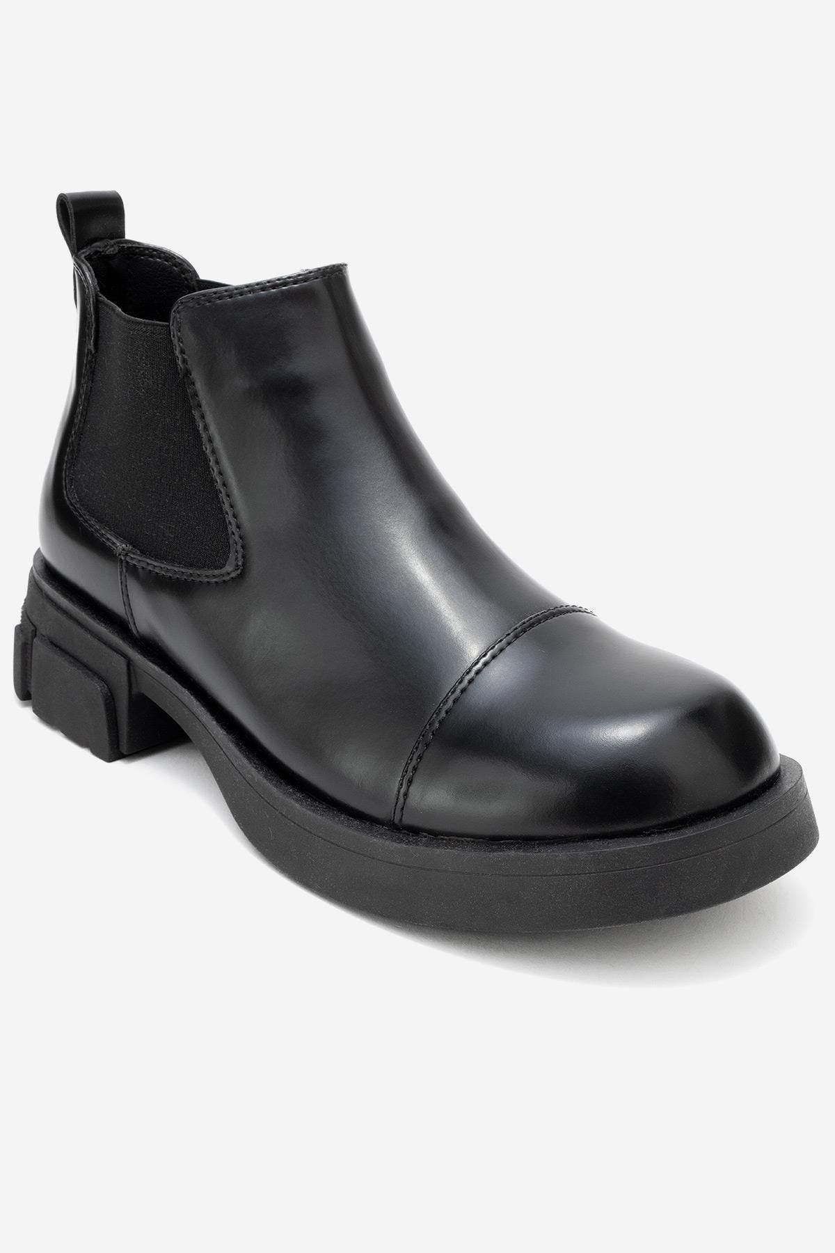 Prologue Shoes Cafune Patent Platform Boot, Main, color, Black Patent Faux Leather