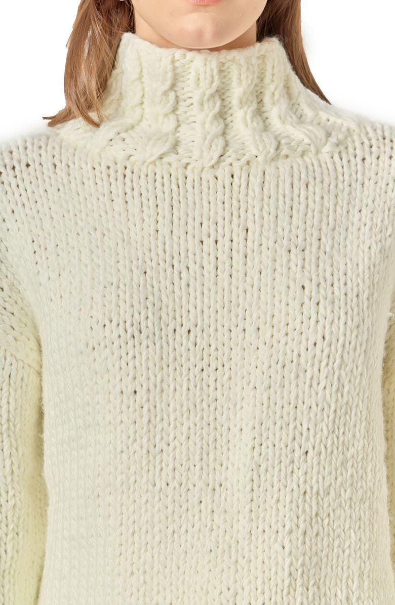 English Factory Chunky Turtleneck Sweater, Alternate, color, Cream