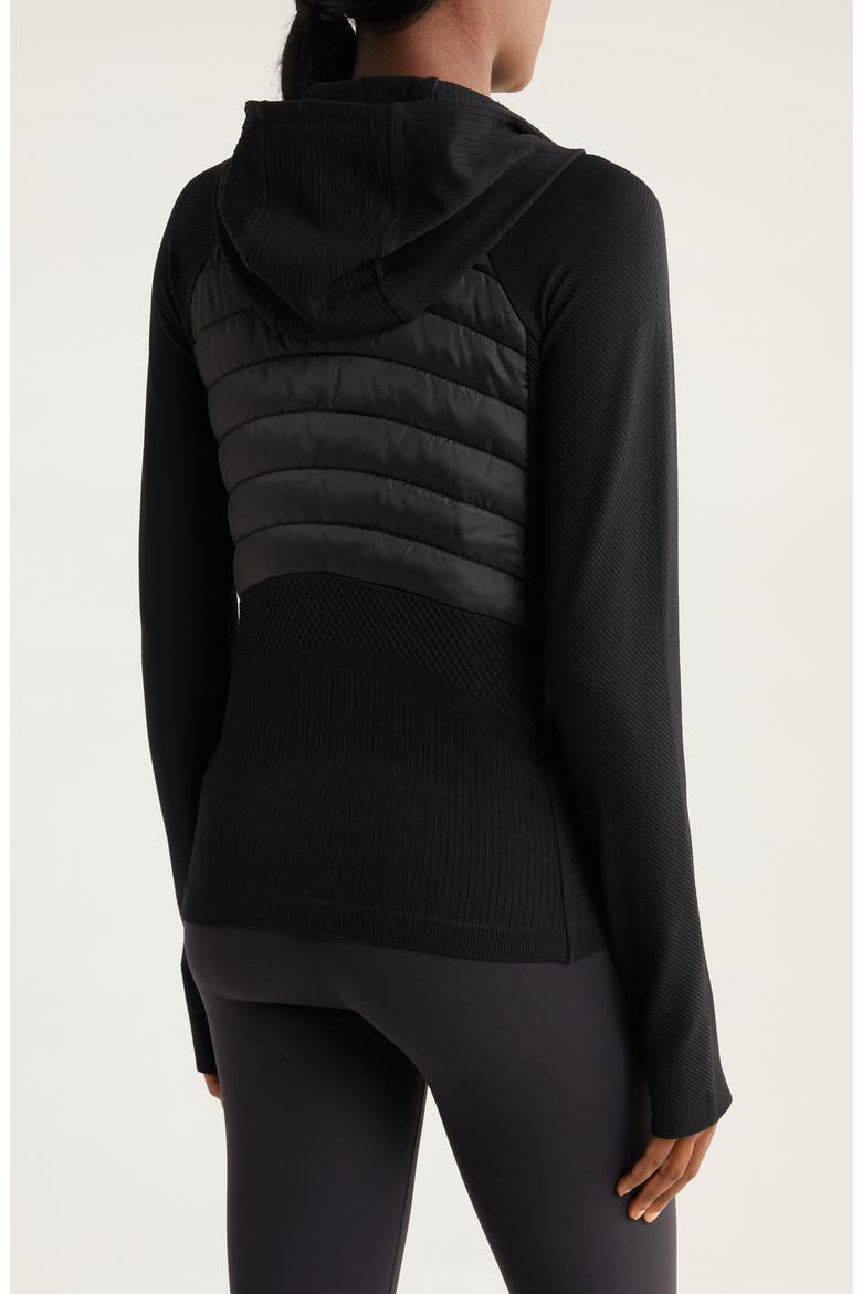 Seamless Mixed Media Puffer Jacket, Alternate, color, BLACK