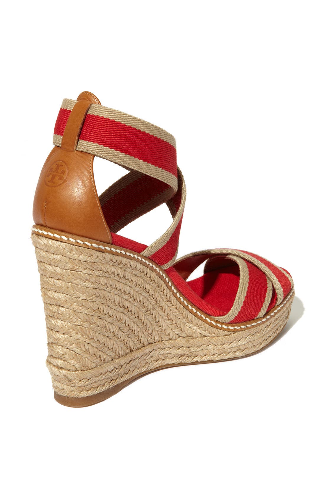 Contrast Elastic Espadrille, Alternate, color, KHAKI AND RED