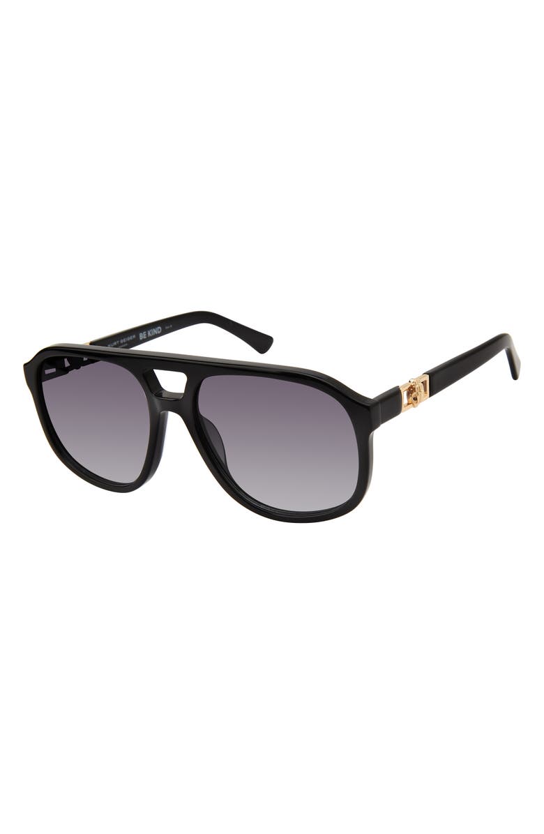 Kurt Geiger London 59mm Aviator Gradient Sunglasses, Alternate, color, Black/ Smoke Gradient