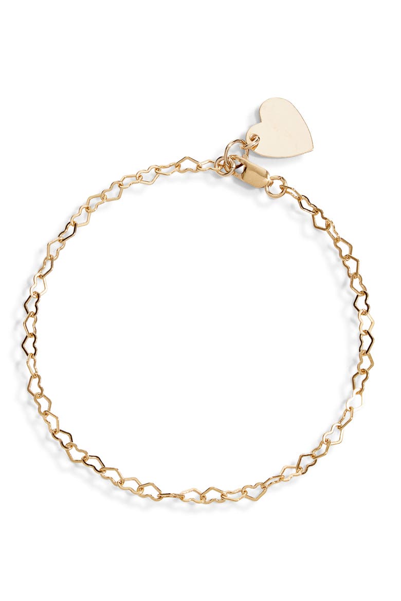 Mandy Heart Charm Bracelet, Main, color, GOLD