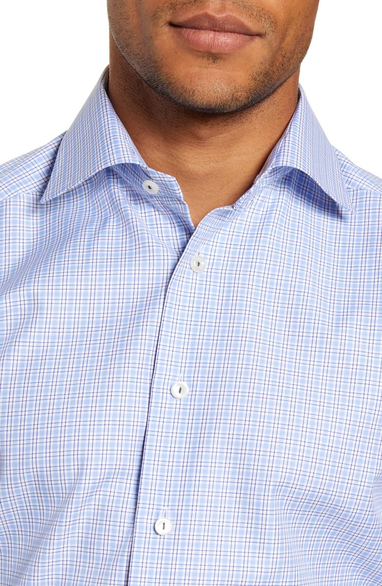 Eton Slim Fit Plaid Dress Shirt, Alternate, color, 
