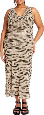 City Chic Lora Print Cowl Neck Maxi Dress