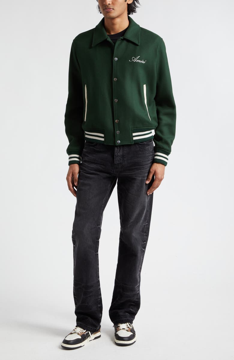 AMIRI Frayed Release Hem Straight Leg Jeans, Alternate, color, Faded Black