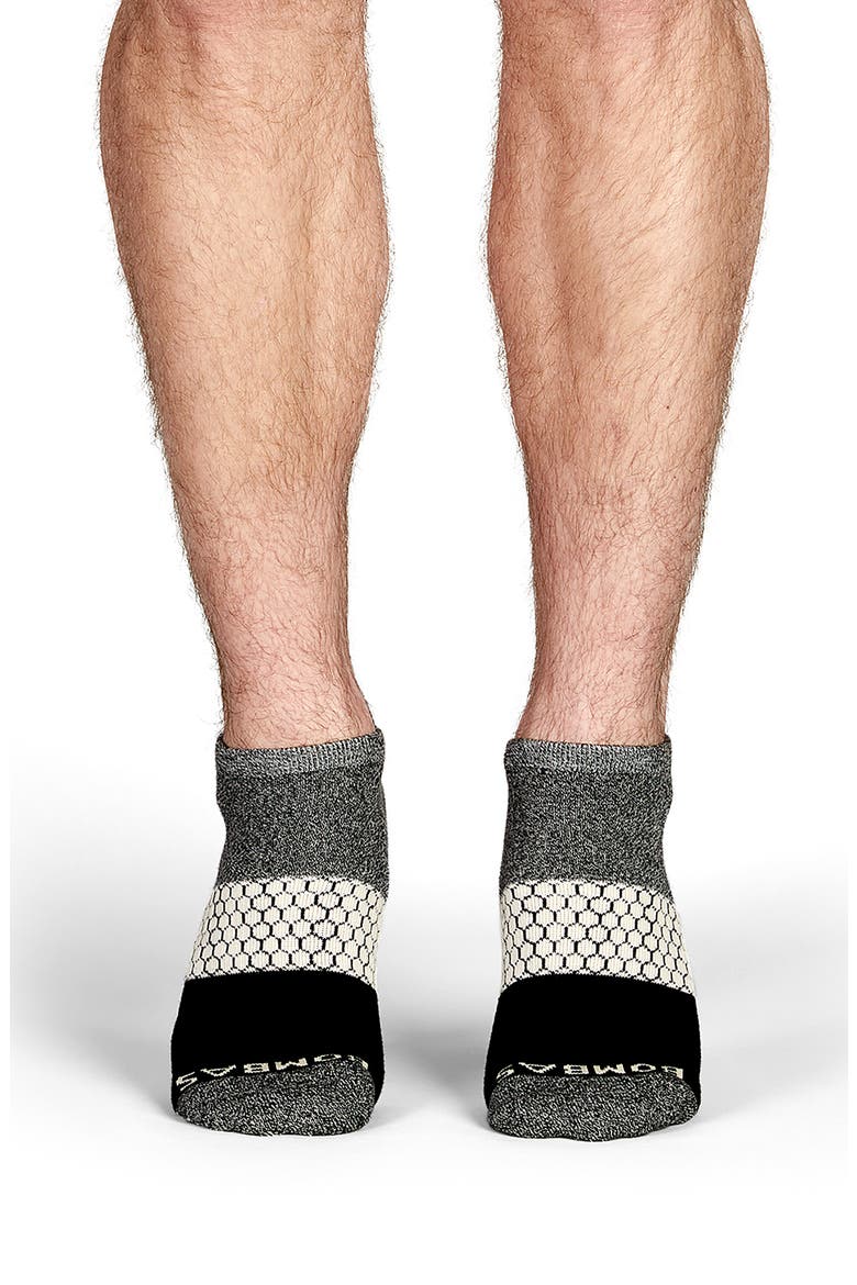 Tri-Block Ankle Socks, Alternate, color, DARK GREY / CREAM