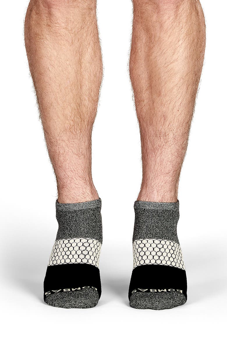 Bombas Tri-Block Ankle Socks, Alternate, color, Dark Grey / Cream