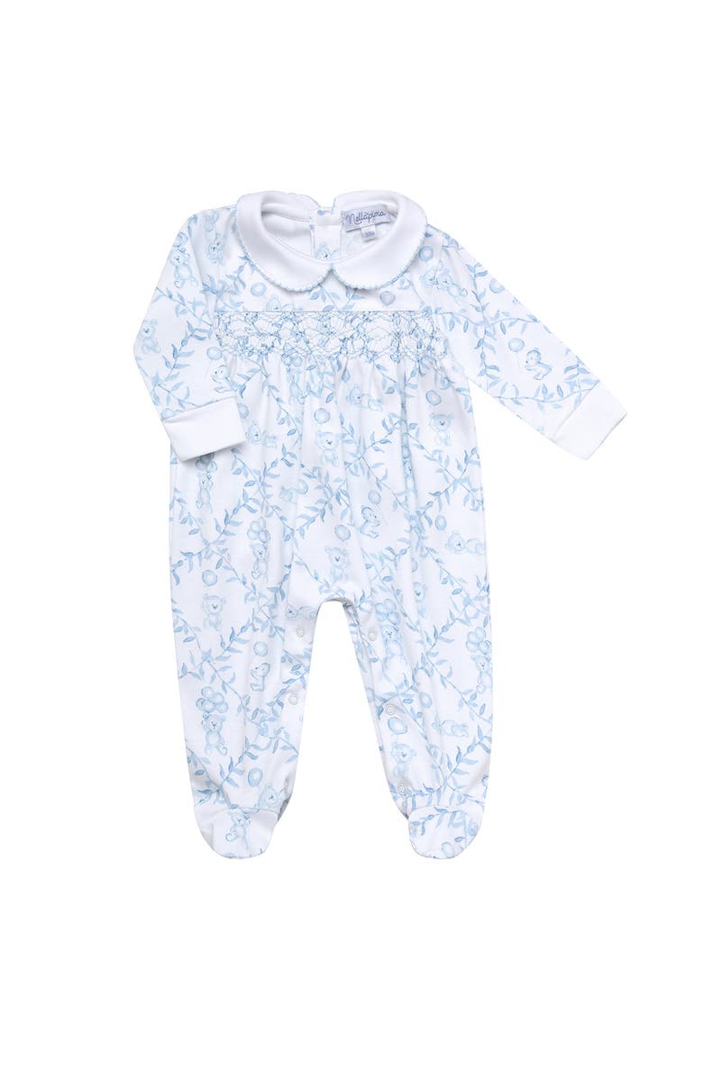Nellapima Blue Bears Trellace Smocked Footie - Baby, Alternate, color, Blue
