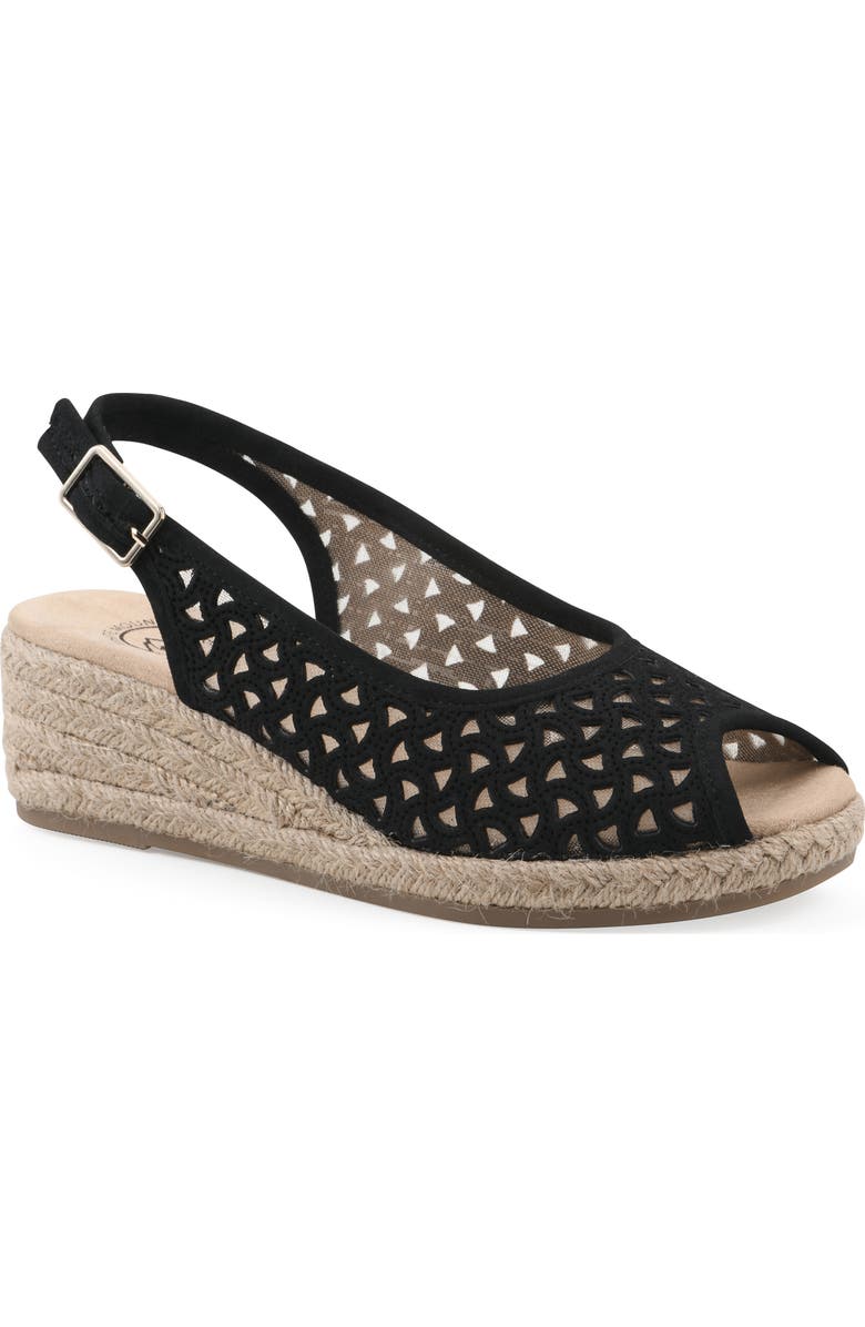 White Mountain Footwear Maize II Espadrille Wedge Sandal, Main, color, Black/Smooth