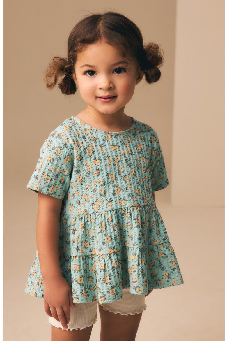 Peplum Top & Shorts, Alternate, color, BLUE