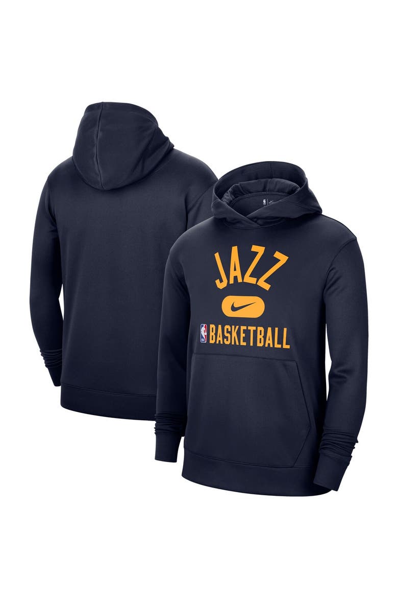Men's Nike Navy Utah Jazz 2021-2022 Spotlight On Court Performance Practice Pullover Hoodie, Main, color, Navy