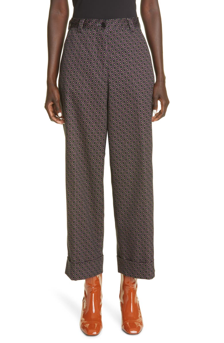 Dries Van Noten Pakora Tie Print Gabardine Pants, Main, color, 
