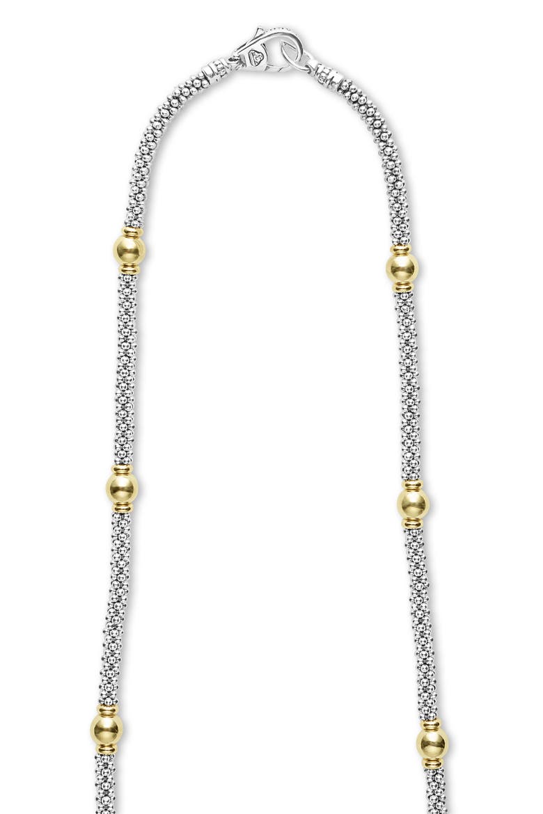 Signature Caviar Bead Station Necklace, Alternate, color, TWO-TONE