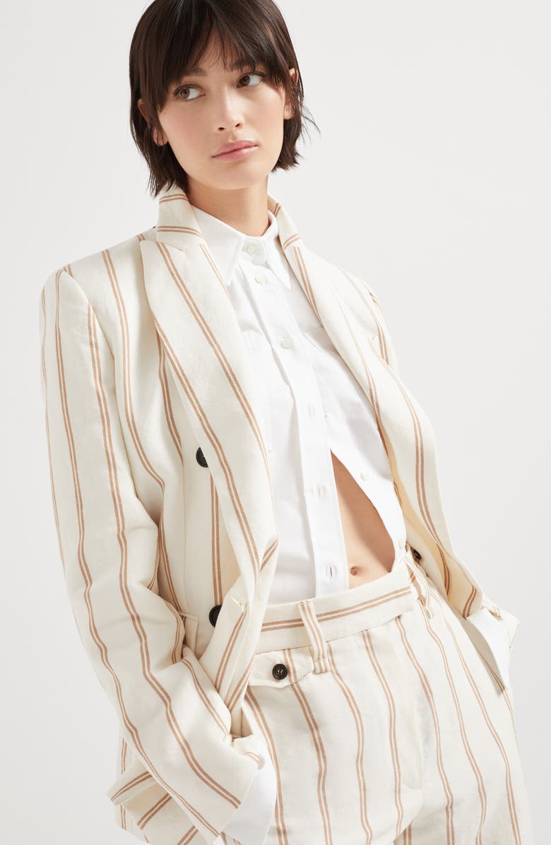 Brunello Cucinelli Regimental panama jacket, Alternate, color, 