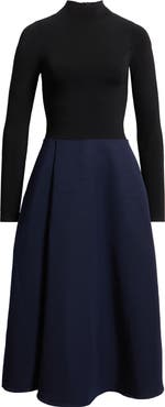 Ted Baker London Chira Long Sleeve Mixed Media Dress
