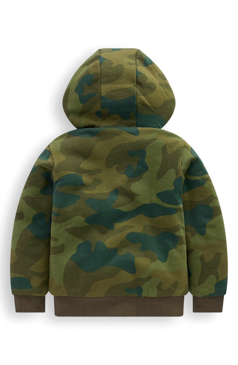 Mini Boden Kids' Fleece Lined Zip Hoodie, Alternate, color, Camo