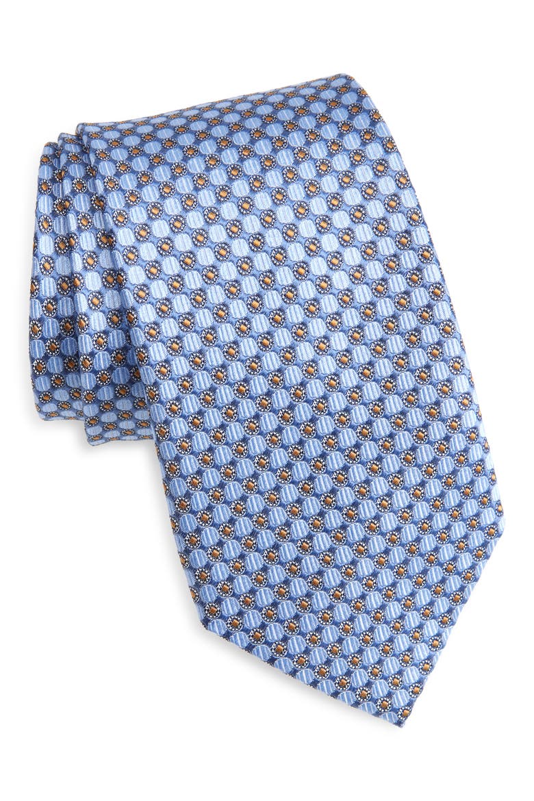 Neat Medallion Silk Tie, Main, color, LIGHT BLUE