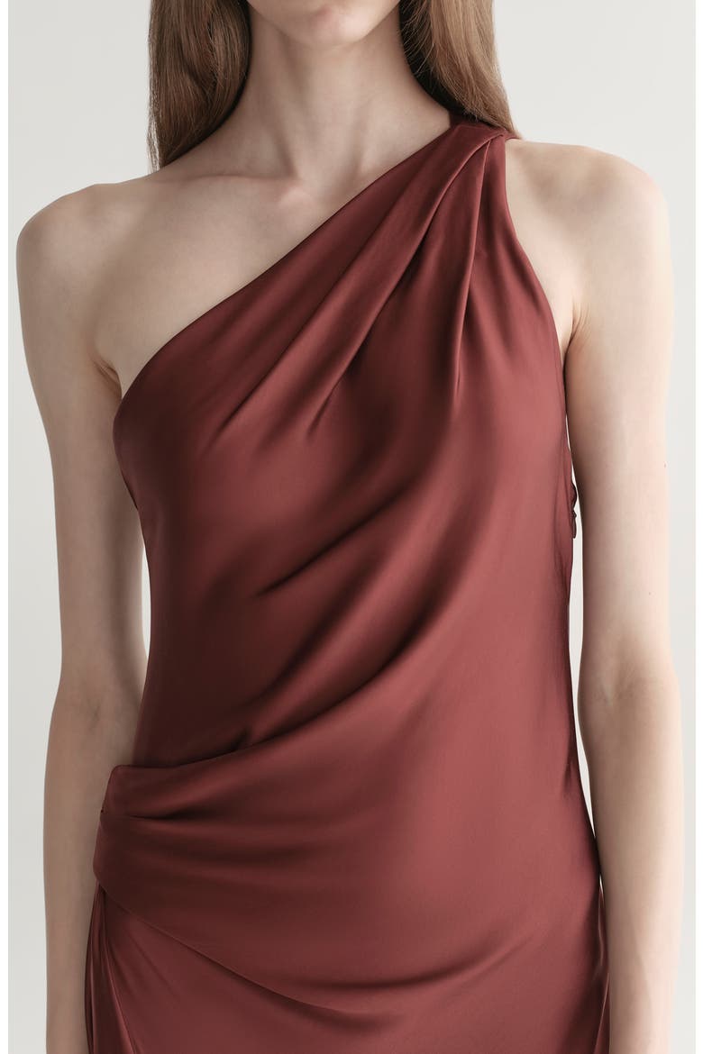 Aster One Shoulder Gown, Alternate, color, BLACK CHERRY