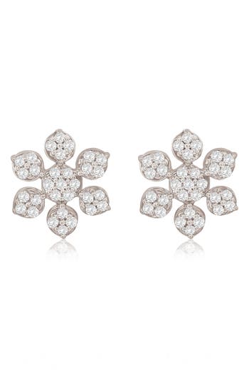 Suzy Levian Diamonds 14k Gold Pavé Diamond Snowflake Stud Earrings In White
