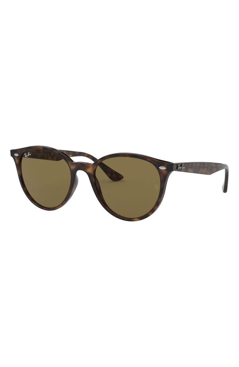 Ray-Ban Phantos 53mm Polarized Round Sunglasses, Alternate, color, Havana/ Brown Solid