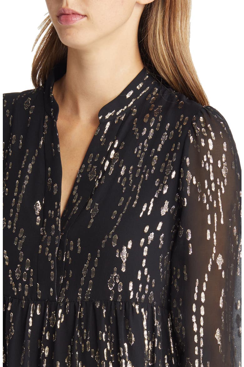 Winona Long Sleeve Silk Blend Dress, Alternate, color, ONYX FISH CLIP