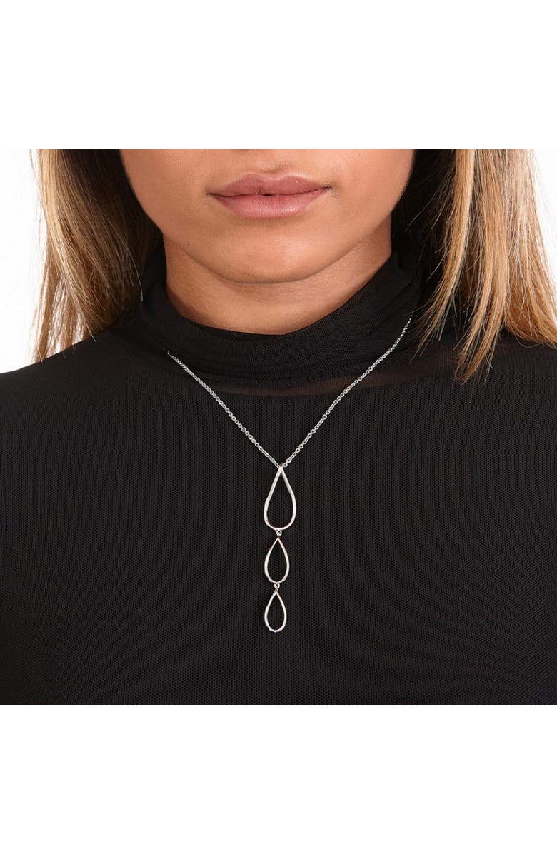 Lucy Quartermaine Tri Petal Long Pendant, Alternate, color, Silver