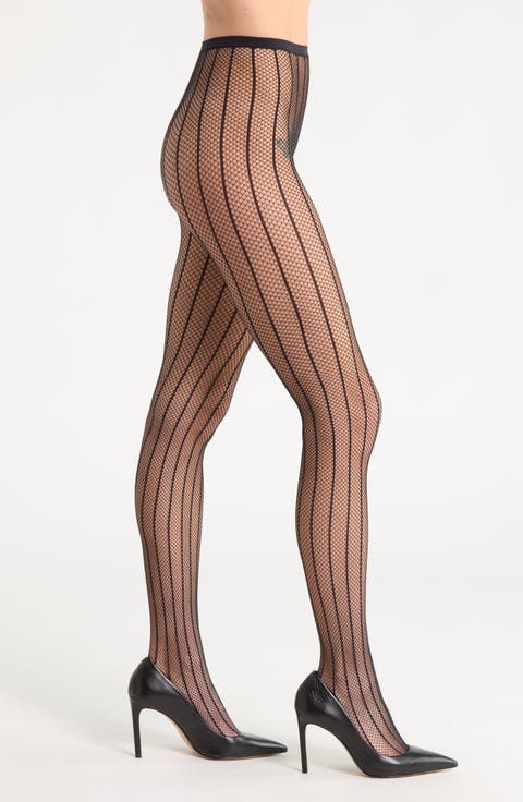 Stripe Fishnet Tights
