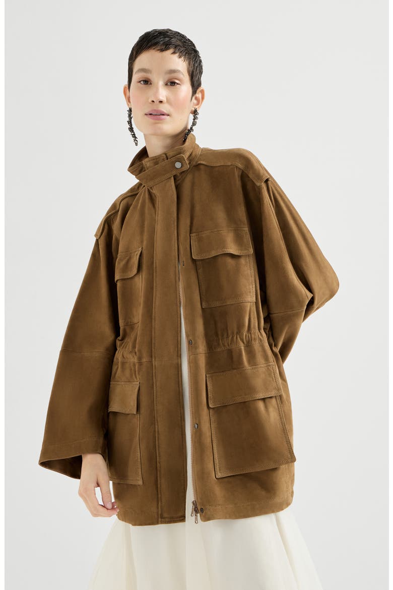 Couture suede safari jacket, Alternate, color, Brown