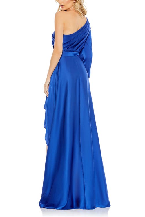 Mac Duggal Ieena High-low One-shoulder Gown In Cobalt