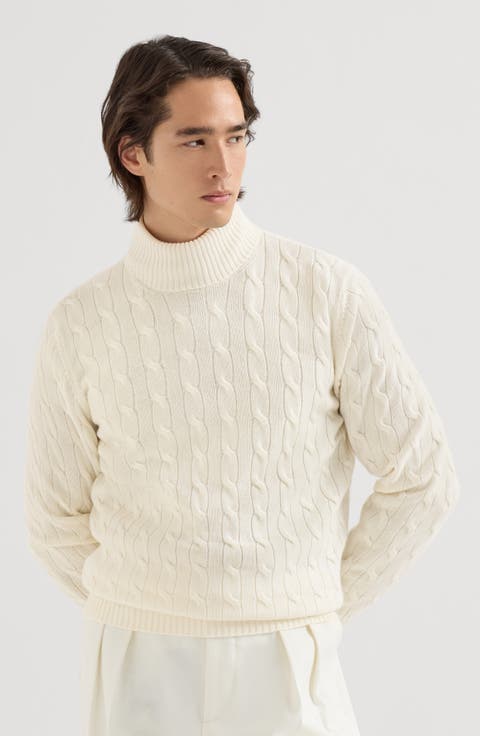 Cashmere cable knit turtleneck sweater