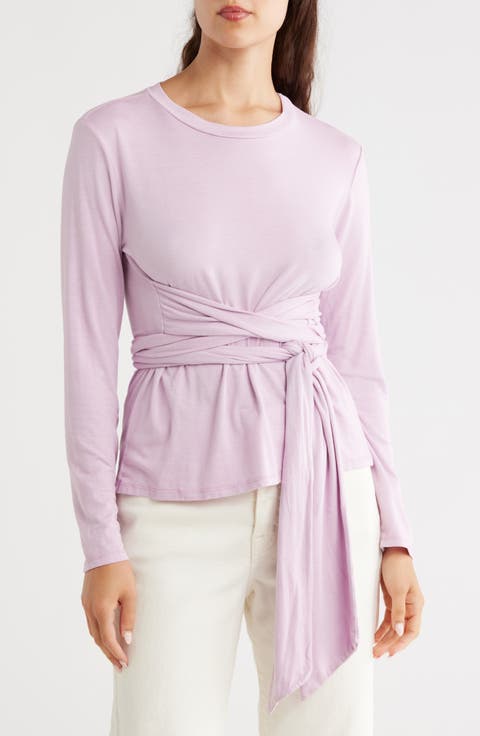 Tie Front Long Sleeve Knit Top