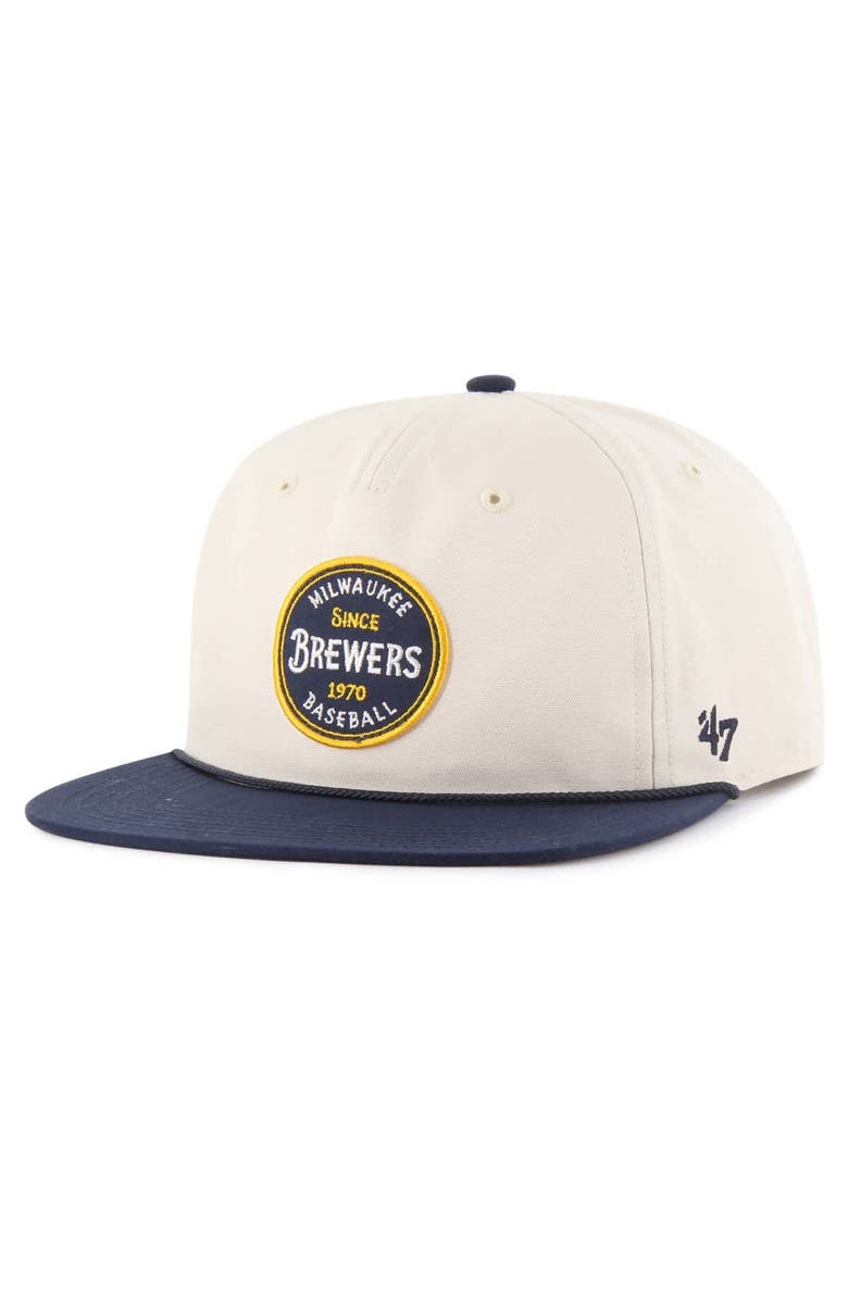 '47 Men's '47  Natural Milwaukee Brewers Payson Captain Adjustable Hat, Main, color, Cream