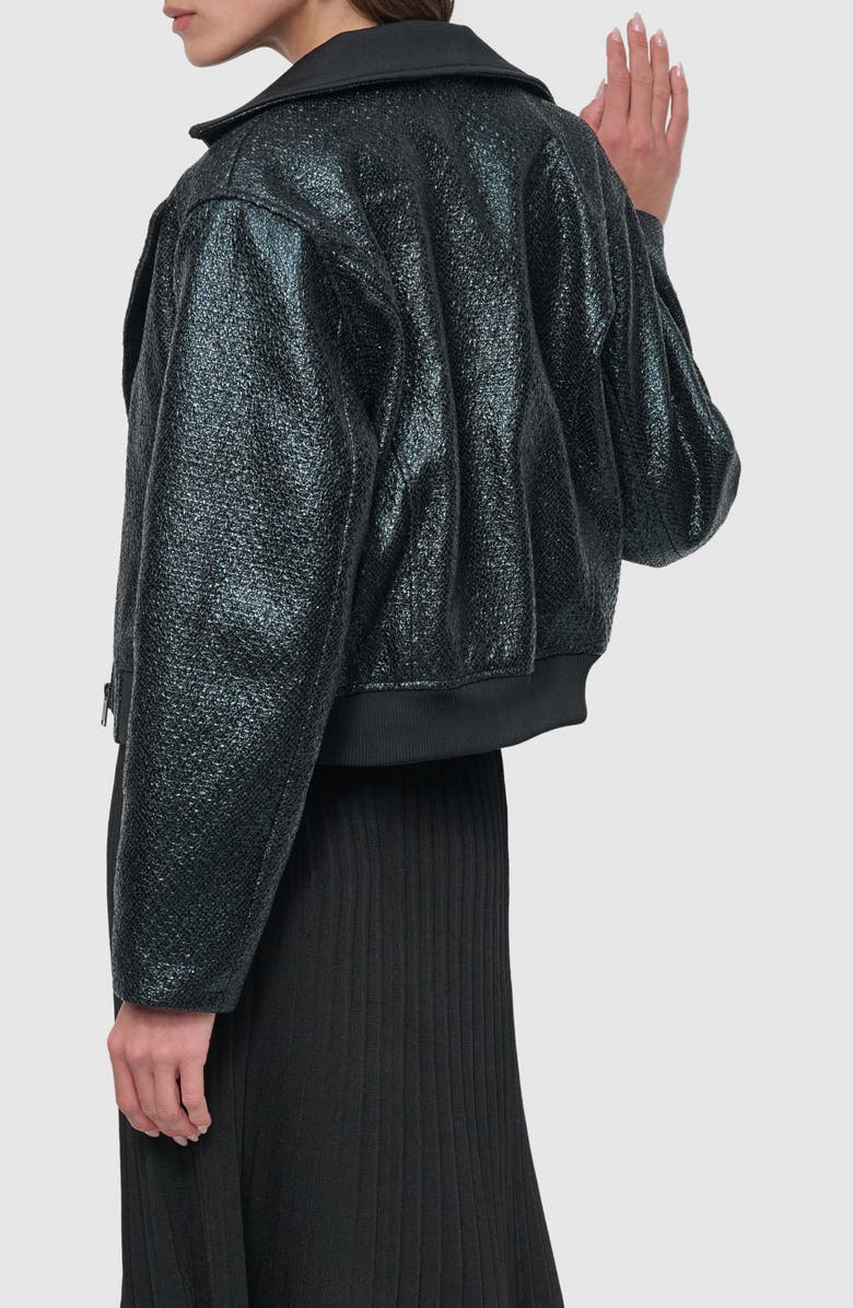 DKNY Foil Tweed Moto Jacket, Alternate, color, 