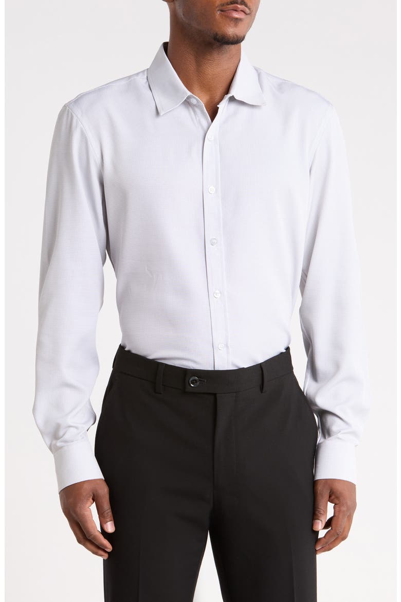 Printed Performance Stretch Long Sleeve Shirt, Main, color, WHITE