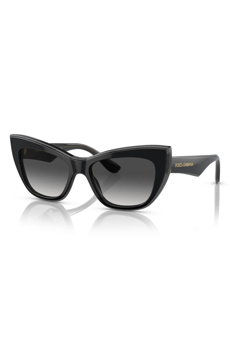 Dolce&Gabbana 54mm Cat Eye Sunglasses, Alternate, color, Black/ Transparent Grey