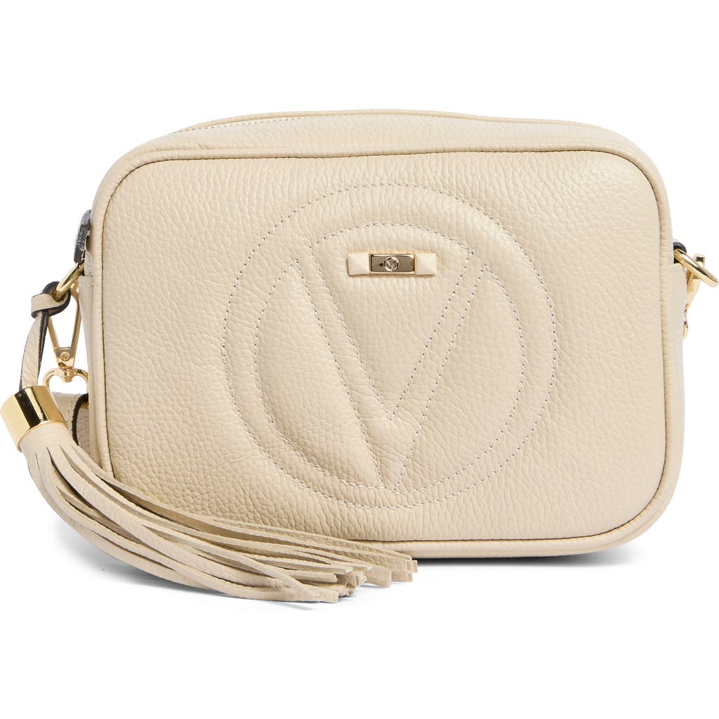 Valentino By Mario Valentino Mia Dollaro Vlogo Leather Crossbody Bag In White