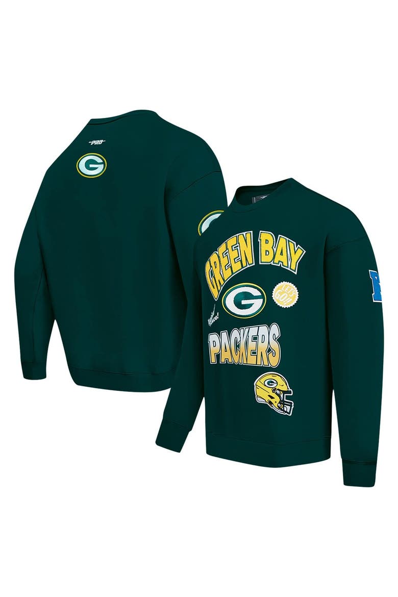 Men's Pro Standard Green Green Bay Packers Turn It Up Drop Shoulder Pullover Sweatshirt, Main, color, Green