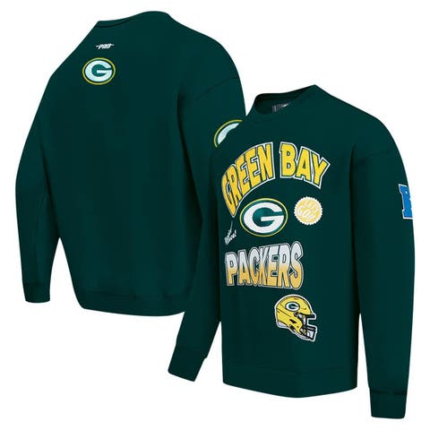 Men's Pro Standard Green Green Bay Packers Turn It Up Drop Shoulder Pullover Sweatshirt