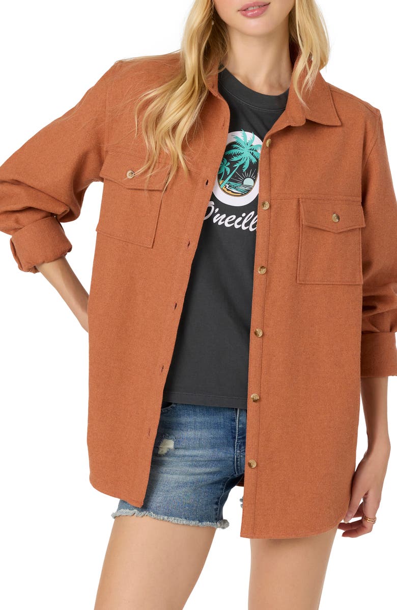 O'Neill Brooks Oversize Cotton Flannel Button-Up Shirt, Alternate, color, 