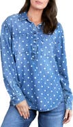 Billy T Dot Print Denim Popover Shirt