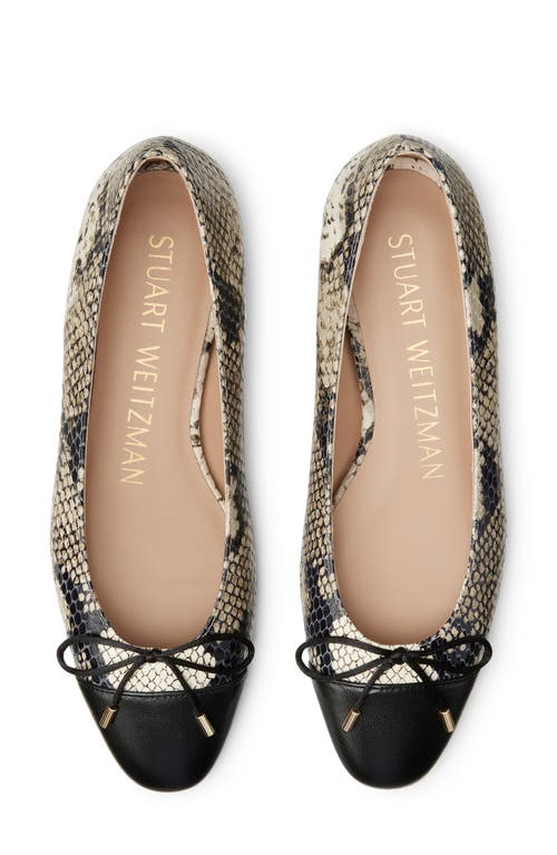Stuart Weitzman Sleek Cap Toe Bow Flat In Multi