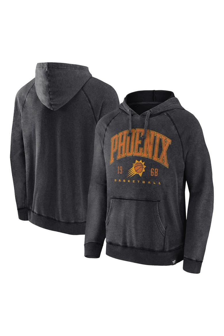 Men's Fanatics Branded Heather Charcoal Phoenix Suns Foul Trouble Snow Wash Raglan Pullover Hoodie, Main, color, Heather Charcoal