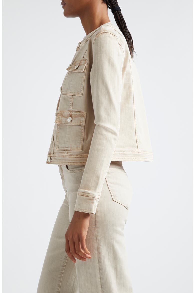 Yari Collarless Stretch Cotton Jacket, Alternate, color, BISCUIT