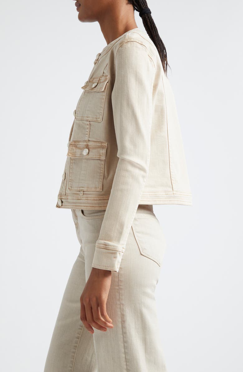 L'AGENCE Yari Collarless Stretch Cotton Jacket, Alternate, color, Biscuit