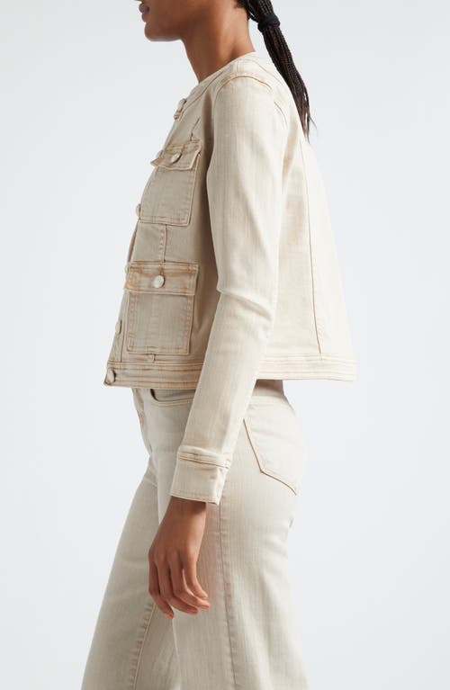 Shop L Agence L'agence Yari Collarless Stretch Cotton Jacket In Biscuit