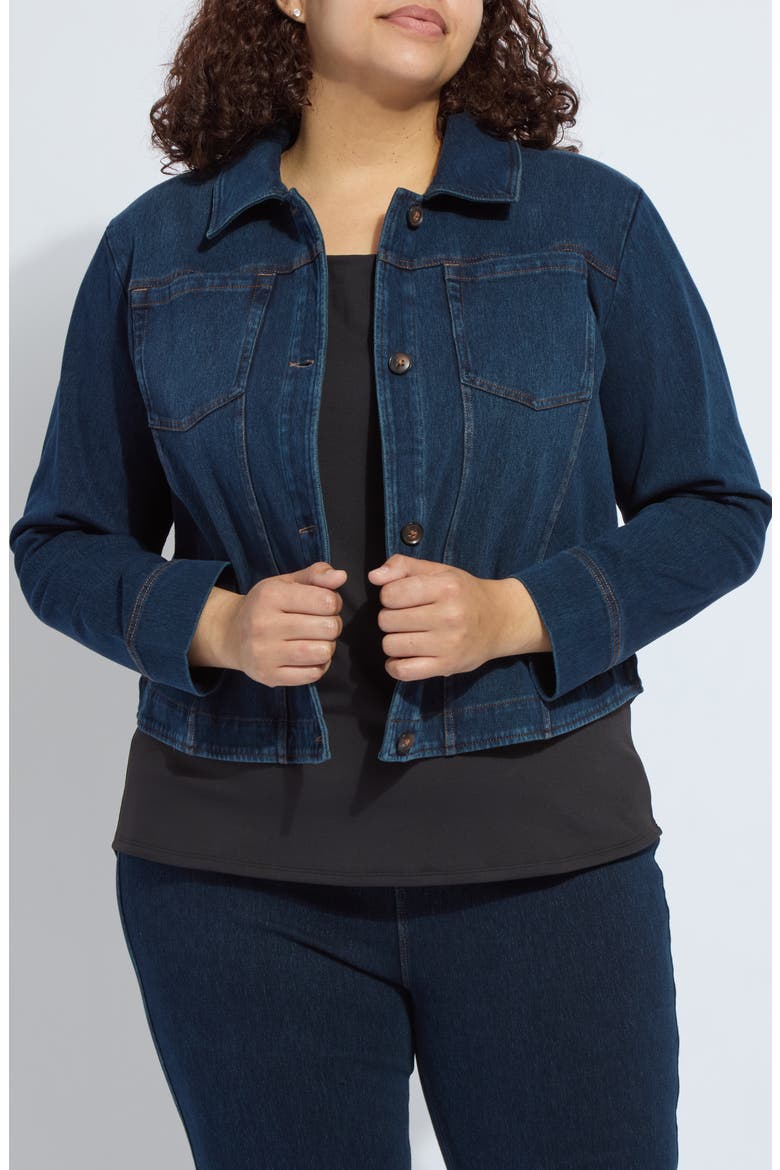 Curve Hem Denim Jacket, Main, color, INDIGO